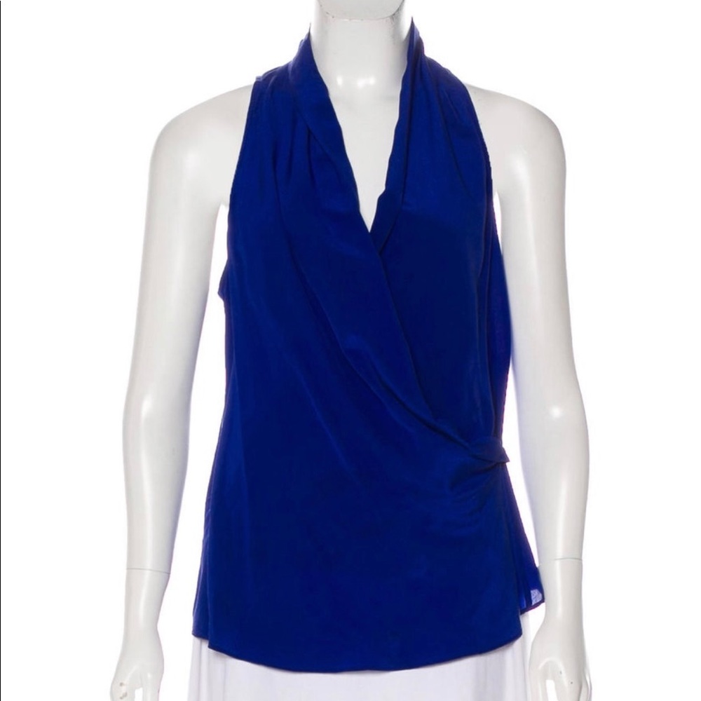 Trina Turk 100% silk sleeveless blouse: royal blue